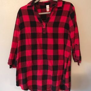 Long red & black flannel